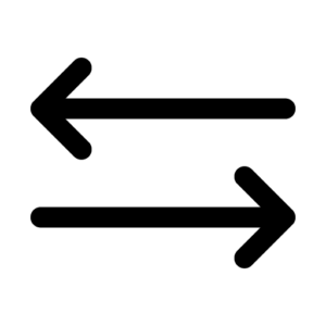 Side-by-side swipe arrows in black icon